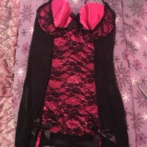 Pink and black Old Western style lingerie